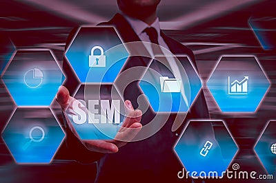 SEM-Search Engine Marketing. Business Strategy Concept Stock Photo