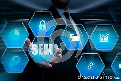 SEM-Search Engine Marketing. Business Strategy Concept Stock Photo