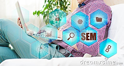 SEM-Search Engine Marketing. Business Strategy Concept Stock Photo