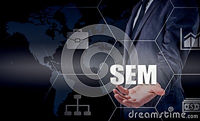 SEM-Search Engine Marketing. Business Strategy Concept Stock Photo