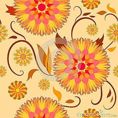 Semaless pattern of decorative flowers Stock Photo