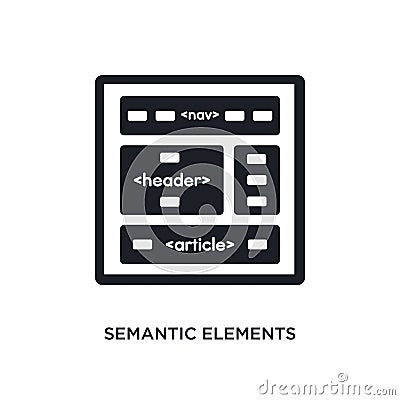 semantic elements isolated icon. simple element illustration from technology concept icons. semantic elements editable logo sign Vector Illustration