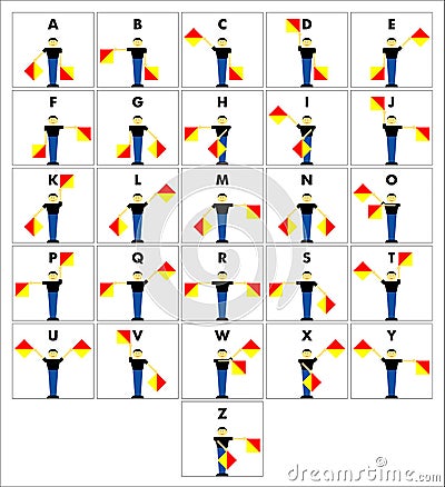 Semaphore Flag Signals Alphabet Stock Photo