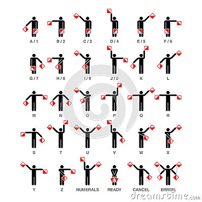 Semaphore flag signals Vector Illustration