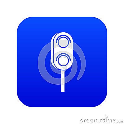 Semaphore trafficlight icon digital blue Vector Illustration