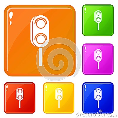 Semaphore trafficlight icons set vector color Vector Illustration