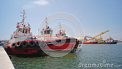 Towing ship is anchored in the Tanjung Emas Port area Editorial Stock Photo