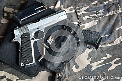 Semi-automatic guns Stock Photo