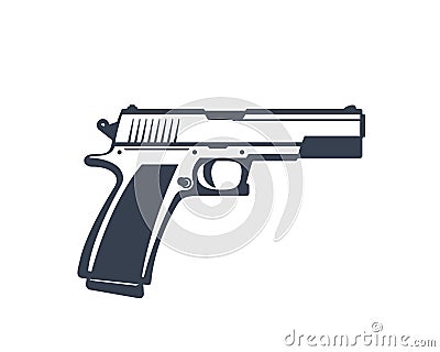 Semi-automatic pistol, handgun isolated on white Vector Illustration