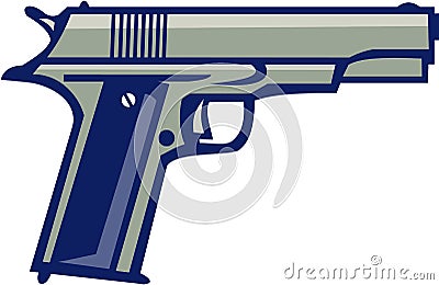 1911 Semi-Automatic Pistol Side Retro Vector Illustration