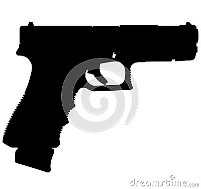 Semi caliber 9 mm Glock 18C Standard 9 mm Luger handgun, pistols for police and army, special forces. Realistic silhouette Stock Photo