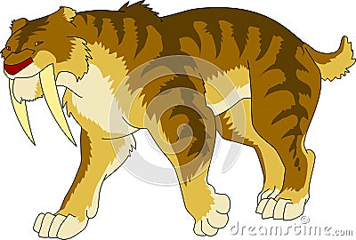 Semi cartoon sabertooth tiger pre historic ice age Vector Illustration