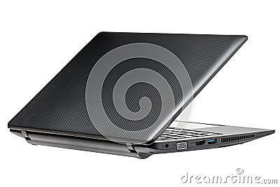 Semi Closed Laptop Side View Isolated Stock Photo