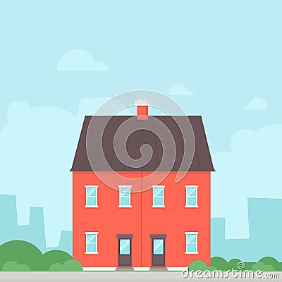 Semi detached house Vector Illustration