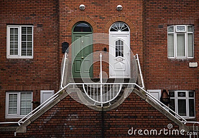 Semi detached house with typical irish doors Stock Photo