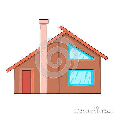 Semi house icon, cartoon style Vector Illustration