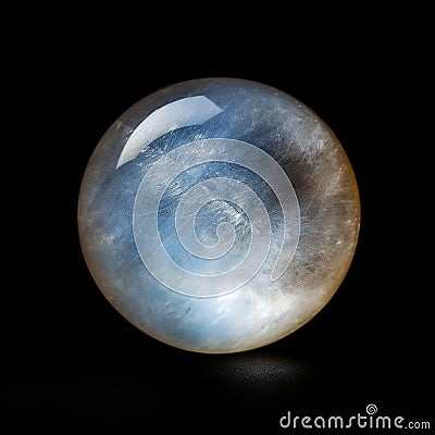 Semi-precious Moonstone isolated with black background. Created with generative AI Stock Photo