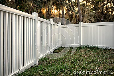 Semi Privacy Vinyl Fence Stock Photo