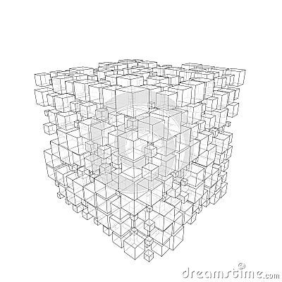 Semi transparent cubes in 3D pattern Stock Photo