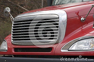 Semi Truck Front End Stock Photo