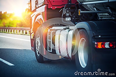 Semi Truck on a Highway Stock Photo