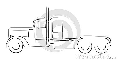 Semi truck monochrome silhouette Vector Illustration