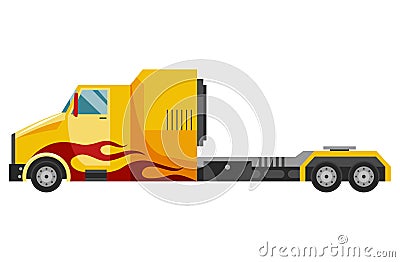 Semi truck. Trucks or delivery trailers or cargo trukc clolorful on white background. Delivery and shipping machine for Vector Illustration