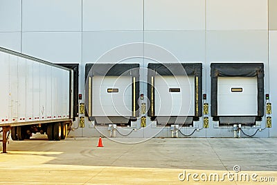 Semi Truck and Warehouse Stock Photo