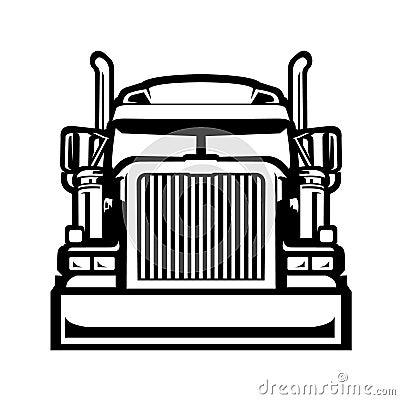 Semi truck 18 wheeler trucker front view vector isolated Vector Illustration