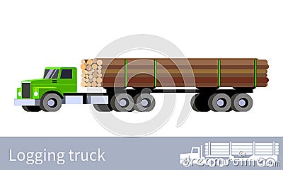 Semi-truck with wooden logs Vector Illustration