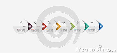 Semicircle arrow on horizontal infographics design vector graphic art. Vector Illustration