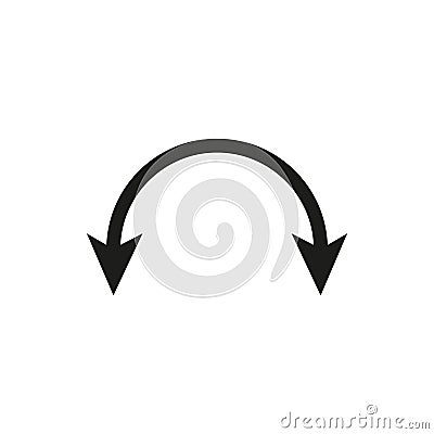 Semicircular curved thin long two sided arrow. Vector illustration. Vector Illustration