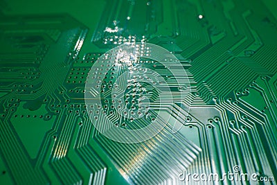 Semiconductors chip. Technology background. High tech electronic circuit board background. Close-up macro electronic Stock Photo