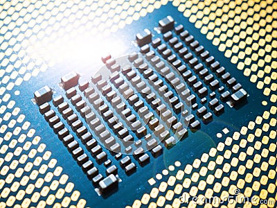 Semiconductors. Electronic circuit components macro. Stock Photo