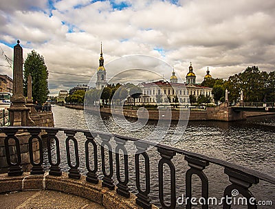 Petersburg. Kryukov canal and St. Nicholas Cathedral. Stock Photo