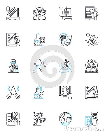 Seminary items linear icons set. Bible, Cross, Sermon, Worship, Prayer, Theology, Doctrine line vector and concept signs Vector Illustration