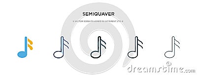Semiquaver icon in different style vector illustration. two colored and black semiquaver vector icons designed in filled, outline Vector Illustration