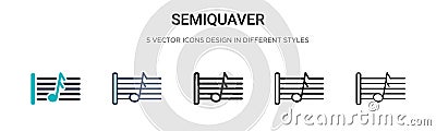 Semiquaver icon in filled, thin line, outline and stroke style. Vector illustration of two colored and black semiquaver vector Vector Illustration