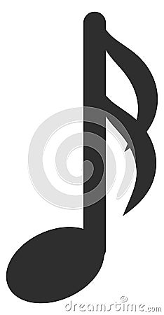 Semiquaver music note black symbol. Melody icon Vector Illustration