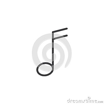 Semiquaver music note outline icon Vector Illustration