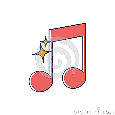 Semiquaver note musical harmony melody sound music line and fill style Vector Illustration
