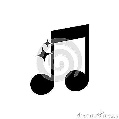 Semiquaver note musical harmony melody sound music silhouette style icon Vector Illustration