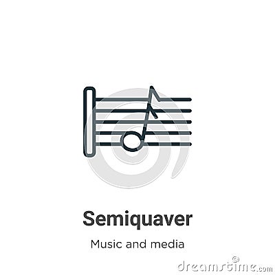 Semiquaver outline vector icon. Thin line black semiquaver icon, flat vector simple element illustration from editable music and Vector Illustration