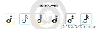 Semiquaver vector icon in 6 different modern styles. Black, two colored semiquaver icons designed in filled, outline, line and Vector Illustration