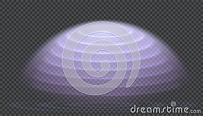 Semitransparent energetic waves shield. Protective dome screen glow light effect on transparent background Vector Illustration