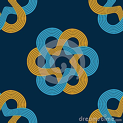Semless vector pattern with interlacing smooth lines circular ornaments Vector Illustration