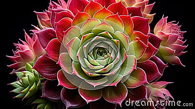 stunning Sempervivum plant in full blossom Stock Photo