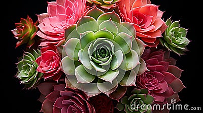 stunning Sempervivum plant in full blossom Stock Photo