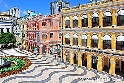 Senado Square Heritage Building, Macau, China Editorial Stock Photo