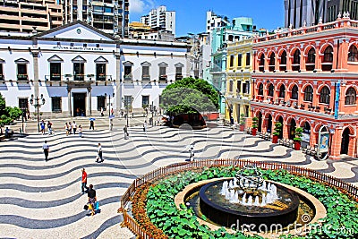 Senado Square Heritage Building, Macau, China Editorial Stock Photo